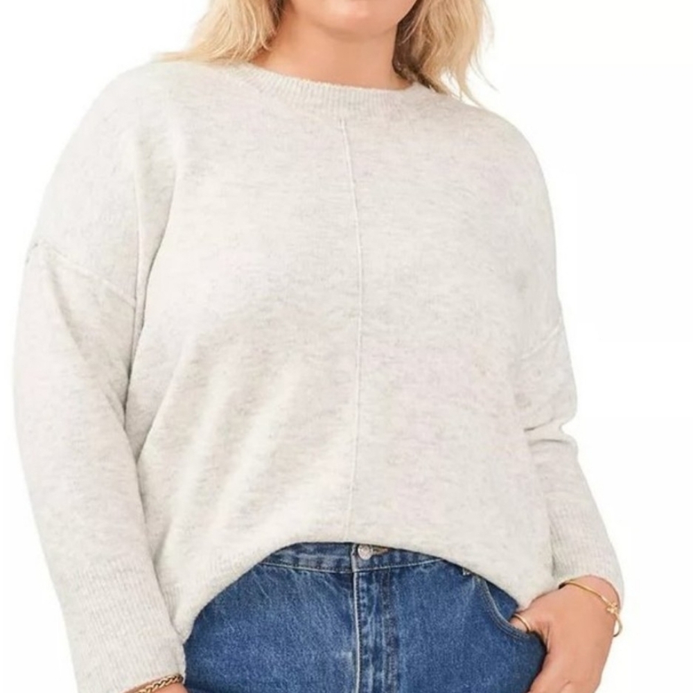 Cozy 3/4 Sleeve Gray Sweater, Vince Camuto, Neutral,‎ Lightweight, Layering Sz L